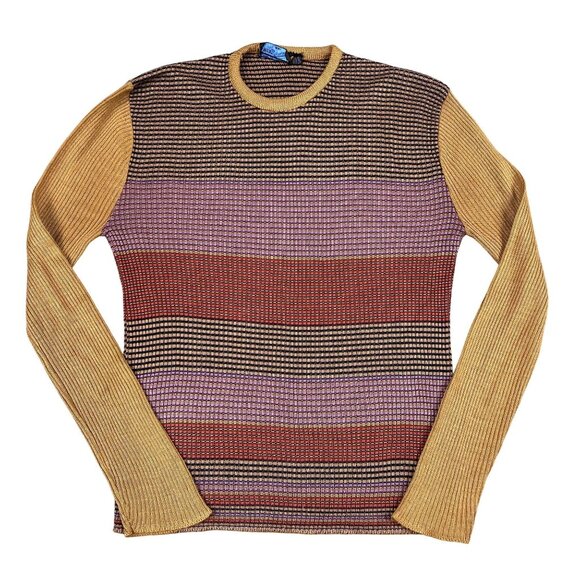 VTG East West Colorblock Acrylic Sweater Sz Medium Made in USA - Picture 1 of 5